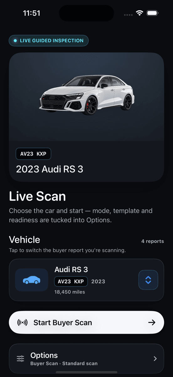 Carleeta live scan start screen